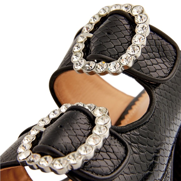 Maje Crystal Buckle Black Platform Heels size 37 - Picture 5 of 9